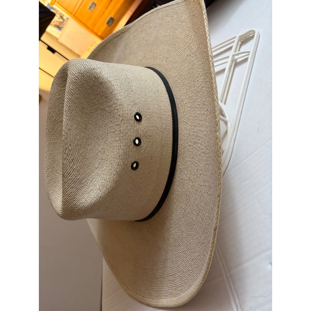 Atwood 5X Shantung Straw Cowboy Hat Tan Long Oval 7 5/8 Cattleman Crease - Picture 7 of 9